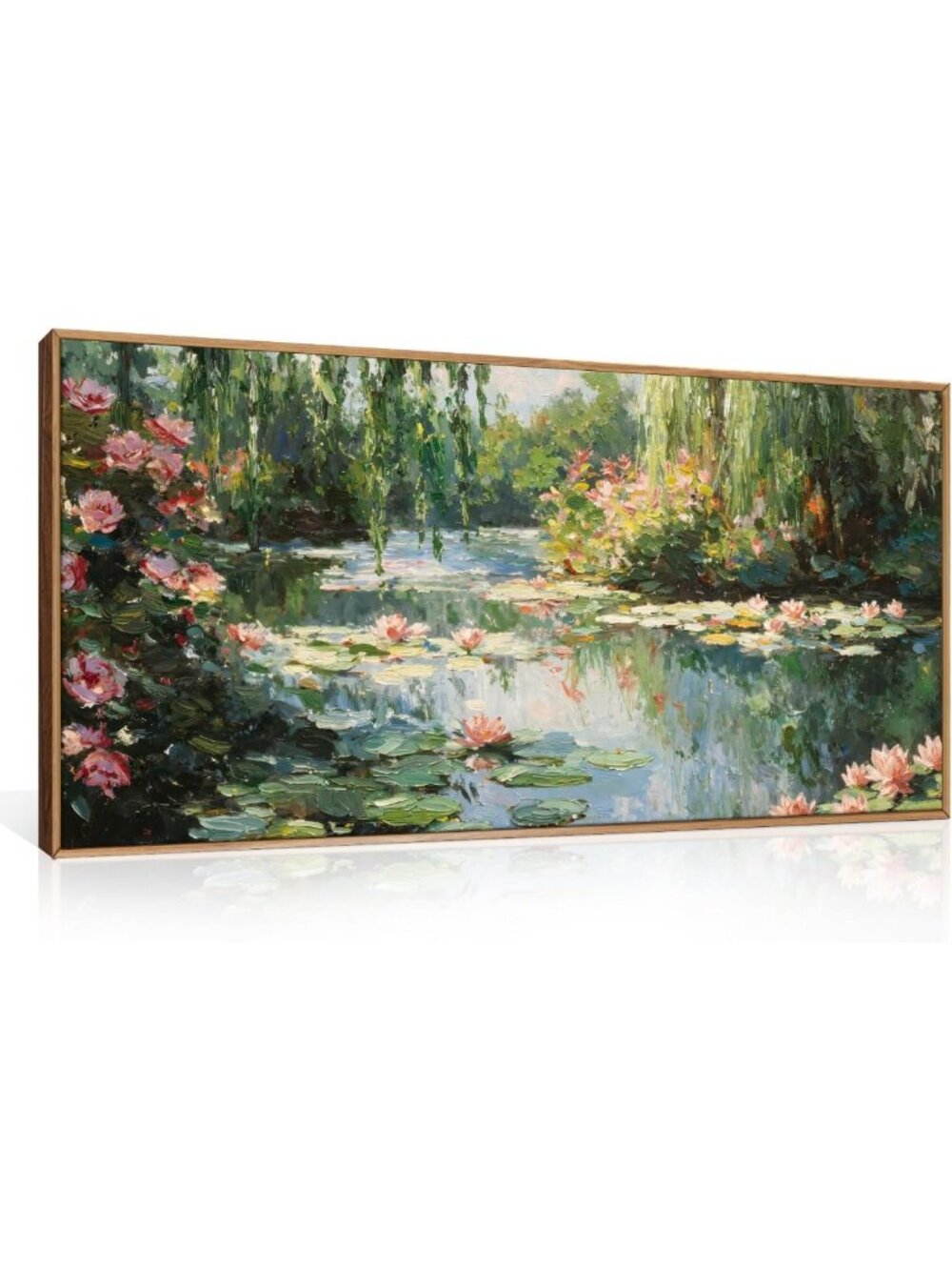 Vintage Floral Canvas Wall Art Set - Monet Water Lilies Impressionist Decor